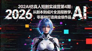 2026AI仿真人短剧实战营第4期：从剧本到成片全流程教学，零基础打造商业级作品-宝藏屋创业网