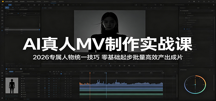 AI真人MV制作实战课：2026专属人物统一技巧，零基础起步批量高效产出成片-宝藏屋创业网