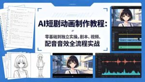 AI短剧动画制作教程：零基础到独立实操，剧本、视频、配音音效全流程实战-宝藏屋创业网