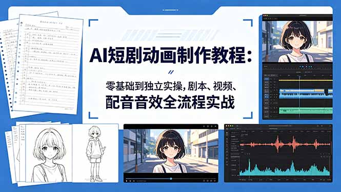 AI短剧动画制作教程：零基础到独立实操，剧本、视频、配音音效全流程实战-宝藏屋创业网
