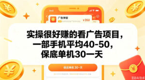 实操很好做的看广告项目,一部手机平均40-50,保底30单机一天【揭秘】-宝藏屋创业网