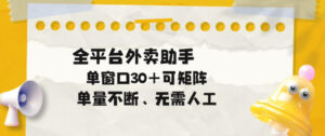 单量不断,全平台外卖自动助手,单窗口30+可矩阵操作【揭秘】-宝藏屋创业网
