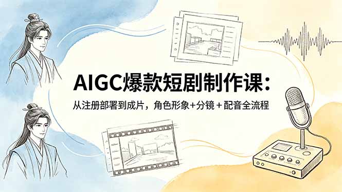 AIGC爆款短剧制作课：从注册部署到成片，角色形象+分镜+配音全流程-宝藏屋创业网