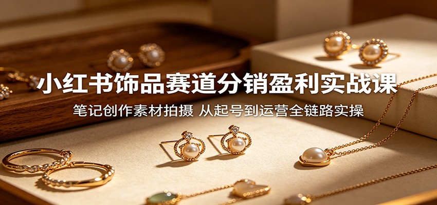 小红书饰品赛道分销盈利实战课：笔记创作素材拍摄，从起号到运营全链路实操-宝藏屋创业网