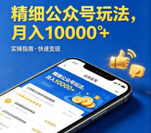 精细化公众号玩法，我们给你提供文章，你来负责发布，收益可观，月入1W+【揭秘】-宝藏屋创业网