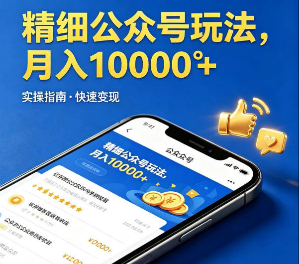 精细化公众号玩法，我们给你提供文章，你来负责发布，收益可观，月入1W+【揭秘】-宝藏屋创业网