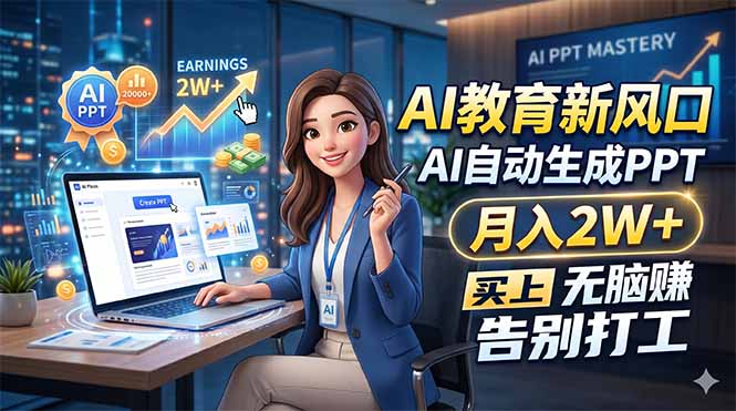 AI教育新风口，AI自动生成PPT，月入2W+，无脑赚，告别打工-宝藏屋创业网