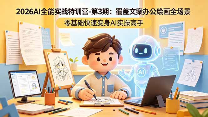 2026AI全能实战特训营-第3期：覆盖文案办公绘画全场景 零基础快速变身AI实操高手-宝藏屋创业网