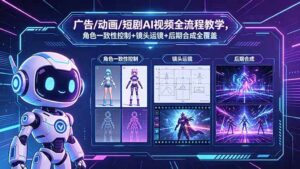 广告/动画/短剧AI视频全流程教学，角色一致性控制+镜头运镜+后期合成全覆盖-宝藏屋创业网