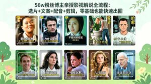 56万粉丝博主亲授影视解说全流程：选片+文案+配音+剪辑，零基础也能快速出圈-宝藏屋创业网