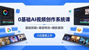 0基础AI视频创作系统课，基础剪辑+高级特效+爆款案例，小白直接上手-宝藏屋创业网