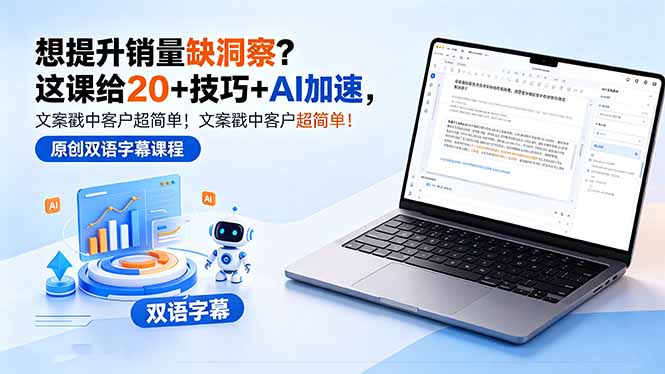 想提升销量缺洞察？这课给 20 + 技巧 + AI 加速，文案戳中客户超简单！【原创双语字幕】-宝藏屋创业网