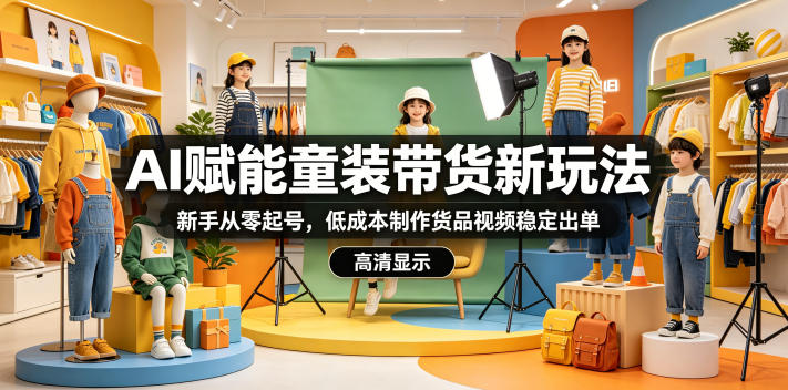 AI赋能童装带货新玩法，新手从零起号，低成本制作货品视频稳定出单-宝藏屋创业网