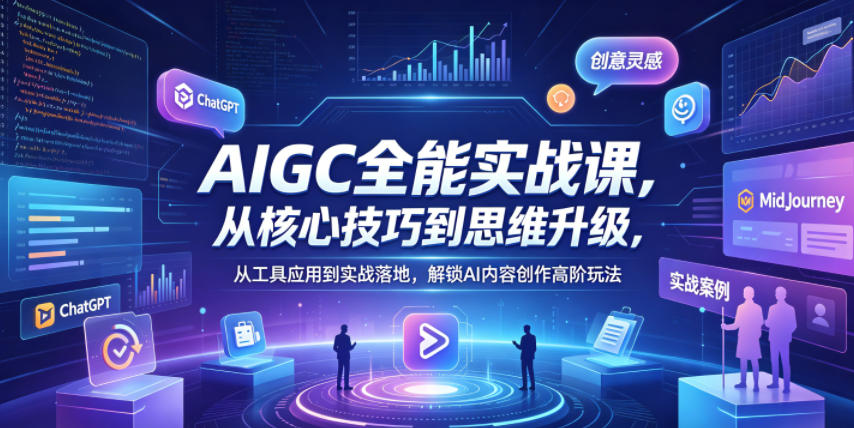 AIGC全能实战课，从核心技巧到思维升级，从工具应用到实战落地，解锁AI内容创作高阶玩法-宝藏屋创业网
