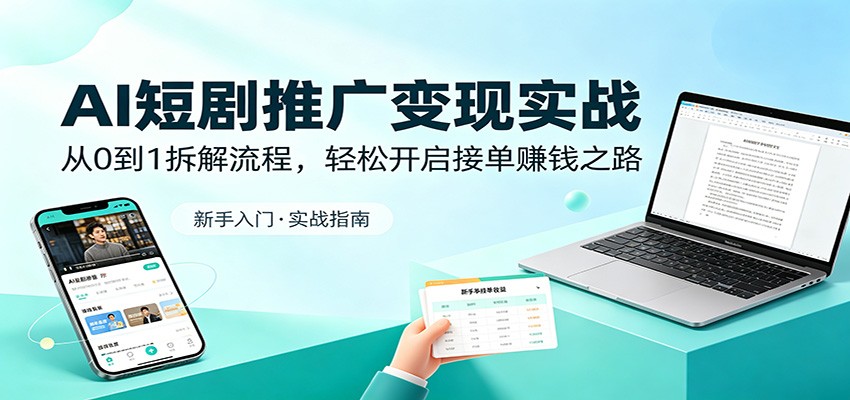 AI短剧推广变现实战：从0到1拆解流程，轻松开启接单赚钱之路-宝藏屋创业网