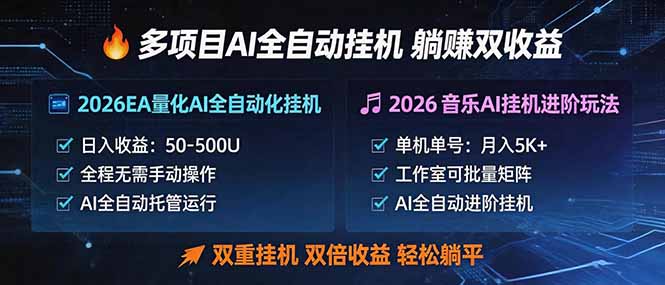 多项目AI自动挂机玩法：双重挂机，双倍收益，轻松躺平-宝藏屋创业网