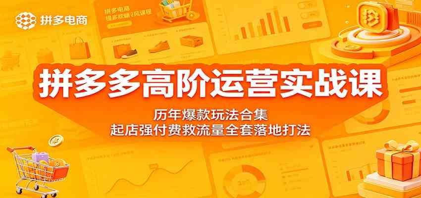 拼多多高阶运营实战课：历年爆款玩法合集，起店强付费救流量全套落地打法-宝藏屋创业网