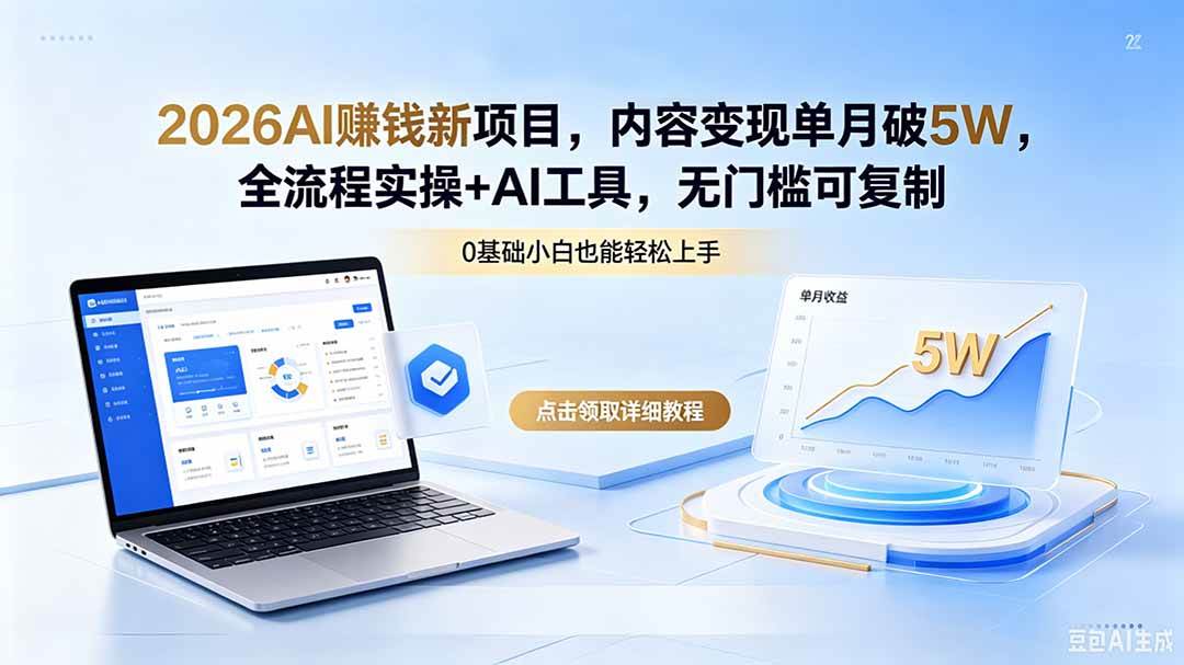（18476期）2026AI赚钱新项目，内容变现单月破5W，全流程实操+AI工具，无门槛可复制-宝藏屋创业网