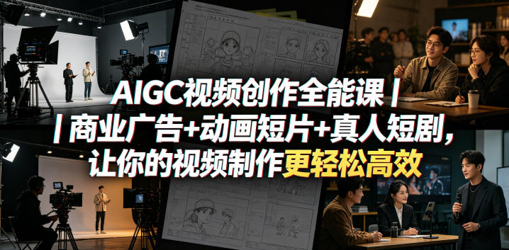 AIGC视频创作全能课｜商业广告+动画短片+真人短剧，让你的视频制作更轻松高效-宝藏屋创业网