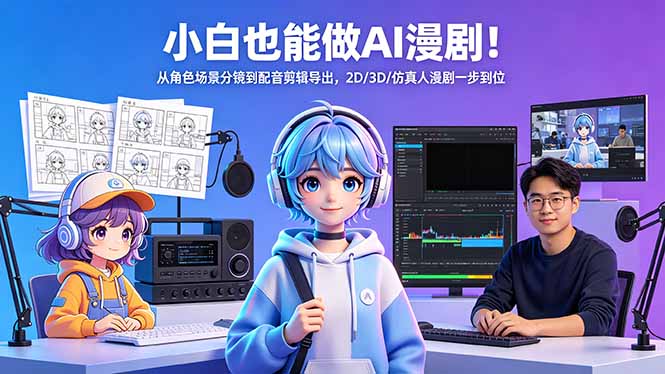 小白也能做AI漫剧！从角色场景分镜到配音剪辑导出，2D/3D/仿真人漫剧一步到位-宝藏屋创业网