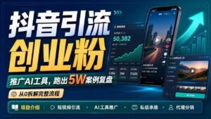抖音引流创业粉推广AI工具,一个月跑出5W案例复盘,从0拆解完整流程-宝藏屋创业网