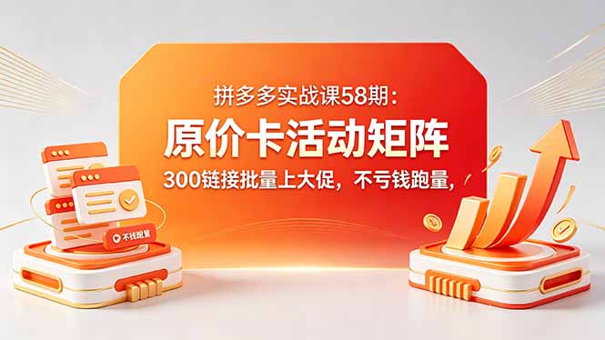 拼多多实战课58期：原价卡活动矩阵，300链接批量上大促，不亏钱跑量-宝藏屋创业网