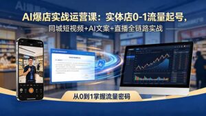 AI爆店实战运营课：实体店0-1流量起号，同城短视频+AI文案+直播全链路实战-宝藏屋创业网