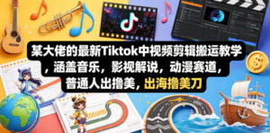 某大佬的最新Tiktok中视频剪辑搬运教学，涵盖音乐，影视解说，动漫赛道，普通人出海撸美刀-宝藏屋创业网