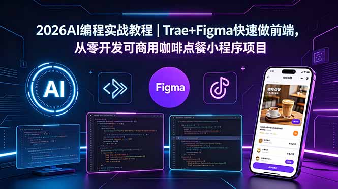 2026AI编程实战教程｜Trae+Figma快速做前端，从零开发可商用咖啡点餐小程序项目-宝藏屋创业网
