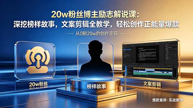 20w粉丝博主励志解说课：深挖榜样故事，文案剪辑全教学，轻松创作正能量爆款-宝藏屋创业网