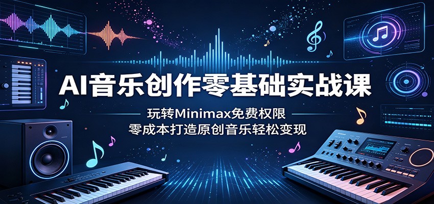 AI音乐创作零基础实战课：玩转Minimax免费权限，零成本打造原创音乐轻松变现-宝藏屋创业网