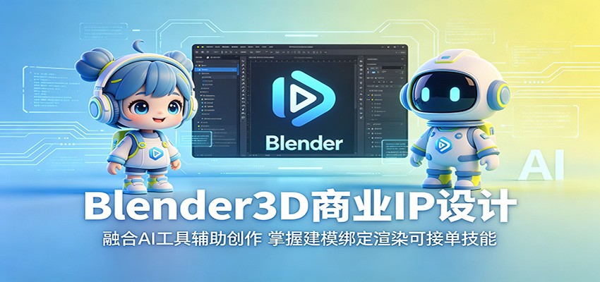 Blender3D商业IP设计：融合AI工具辅助创作，掌握建模绑定渲染可接单技能-宝藏屋创业网