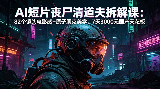 AI短片《丧尸清道夫》拆解课：82个镜头电影感+原子朋克美学，7天3000元国产天花板-宝藏屋创业网