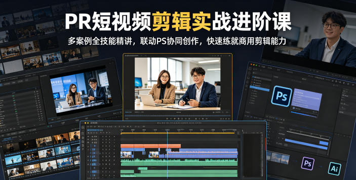 PR短视频剪辑实战进阶课,多案例全技能精讲,联动PS协同创作,快速练就商用剪辑能力 PR短视频剪辑实战进阶课,多案例全技能精讲,联动PS协同创作,快速练就商用剪辑能力