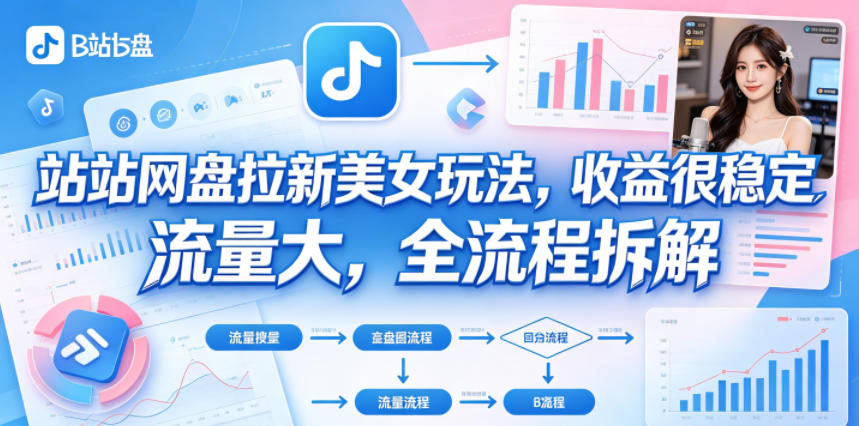 B站网盘拉新美女玩法，收益很稳定，流量大，全流程拆解-宝藏屋创业网