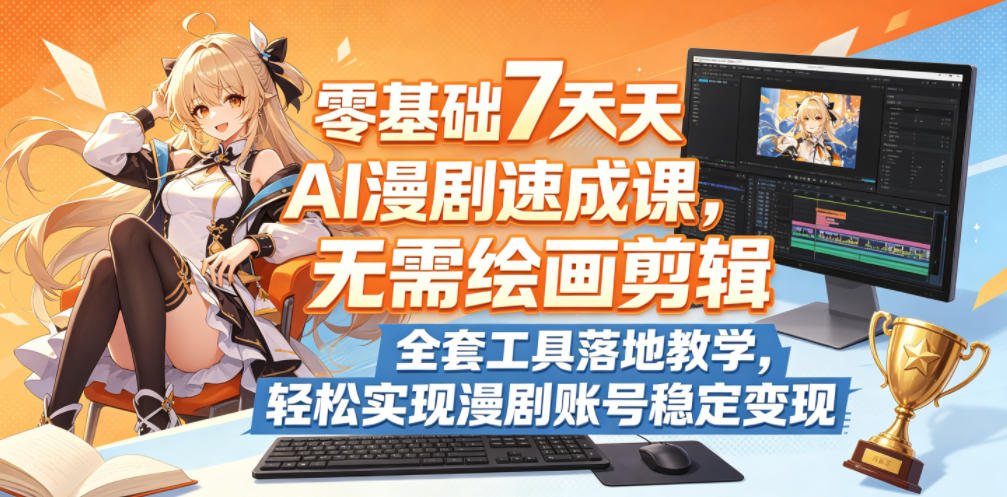 零基础7天AI漫剧速成课，无需绘画剪辑，全套工具落地教学，轻松实现漫剧账号稳定变现-宝藏屋创业网
