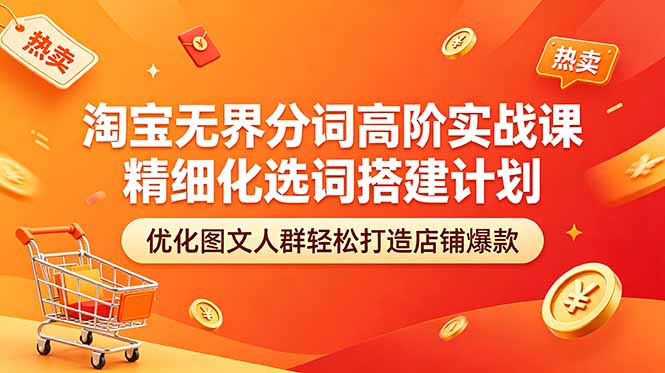 淘宝无界分词高阶实战课 精细化选词搭建计划 优化图文人群轻松打造店铺爆款-宝藏屋创业网