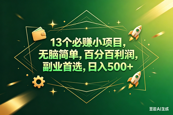 （18315期）13个必赚钱的小项目，百分百赚米，无脑简单，副业首选，日入300+-宝藏屋创业网