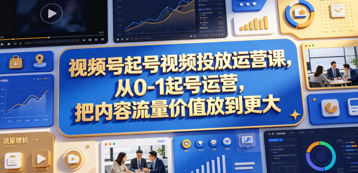 视频号起号视频投放运营课，从0-1起号运营，把内容流量价值放到更大-宝藏屋创业网