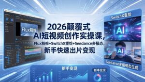 2026颠覆式 AI短视频创作课-5月更新，Flux精修+SwitchX重绘+Seedance多模态，新手快速出片变现-宝藏屋创业网