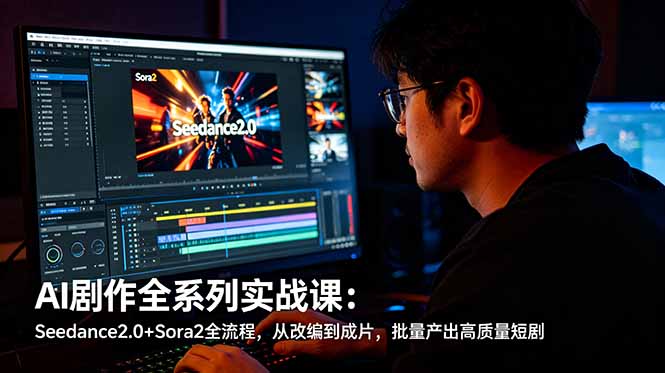 AI剧作全系列实战课：Seedance2.0+Sora2全流程，从改编到成片，批量产出高质量短剧-宝藏屋创业网