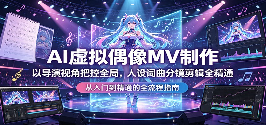 AI虚拟偶像MV制作：以导演视角把控全局，人设词曲分镜剪辑全精通-宝藏屋创业网