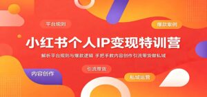 小红书个人IP变现特训营:解析平台规则与爆款逻辑,手把手教内容创作引流带货做私域-宝藏屋创业网