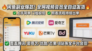 闲鱼售卖全网视频会员副业，全自动发货，上手简单、门槛极低，照着流程就能持续出单-宝藏屋创业网