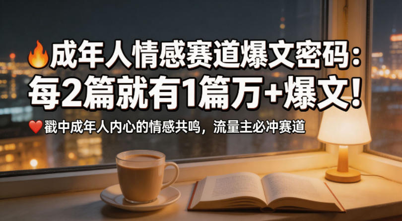 公众号流量主成年人情感心理赛道，流量最大，受众最广的主流赛道之一，平均每2篇就有1篇万爆文章-宝藏屋创业网