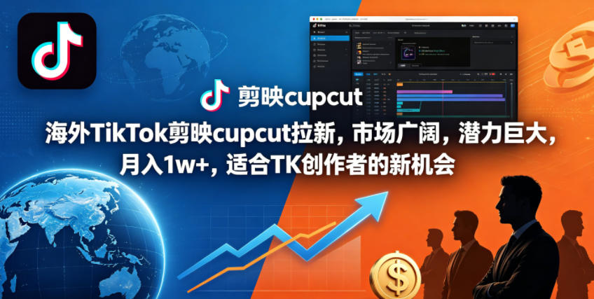 海外TikTok剪映cupcut拉新，市场广阔，潜力巨大，月入1w+，适合TK创作者的新机会-宝藏屋创业网