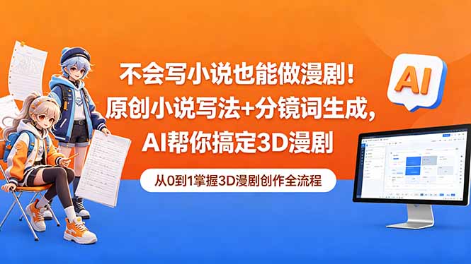 不会写小说也能做漫剧！原创小说写法+分镜词生成，AI帮你搞定3D漫剧-宝藏屋创业网