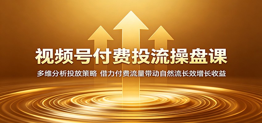 视频号付费投流操盘课：多维分析投放策略，借力付费流量带动自然流长效增长收益-宝藏屋创业网