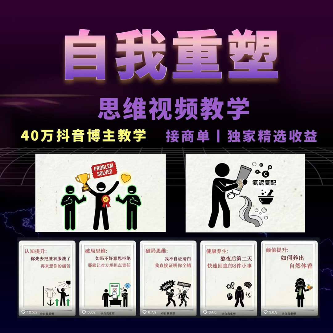 图片[2]-40w博主自我重塑AI思维动画教程，视频剪辑+抠图+音频+封面制作，接商单+独家精选收益-宝藏屋创业网