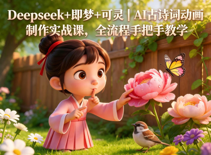 Deepseek+即梦+可灵｜AI古诗词动画制作实战课，全流程手把手教学-宝藏屋创业网